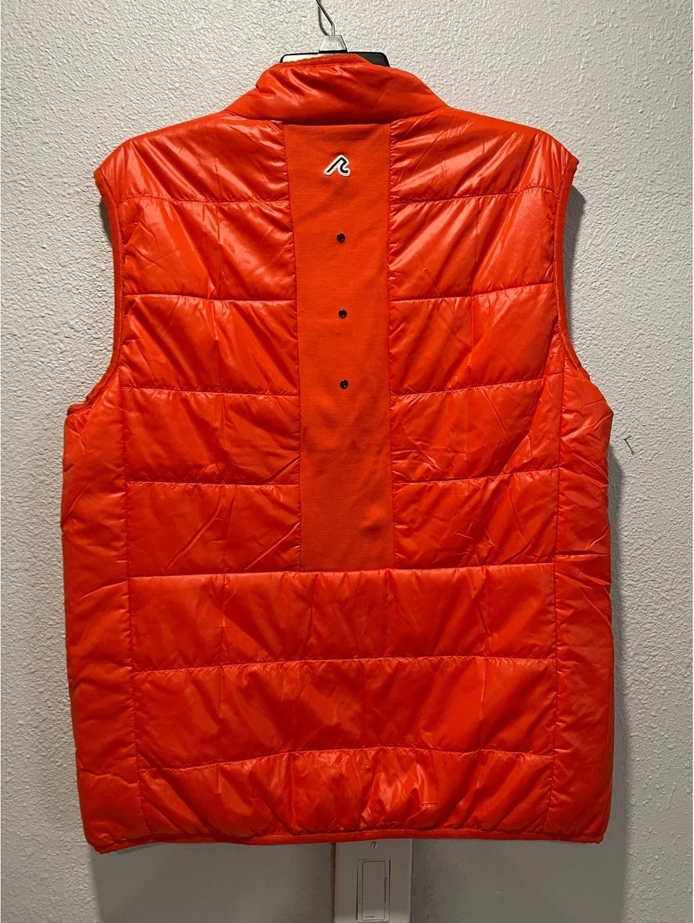 Redvanly Men's Quilted Puffer Vest in Orange, Size L